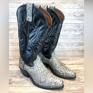 Snakeskin Boots Made in the USA Black Shaft Size 7-1/2 D
